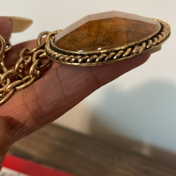 Handcrafted Burnished Gold 3D Pendant Necklace - Picture 8 of 11